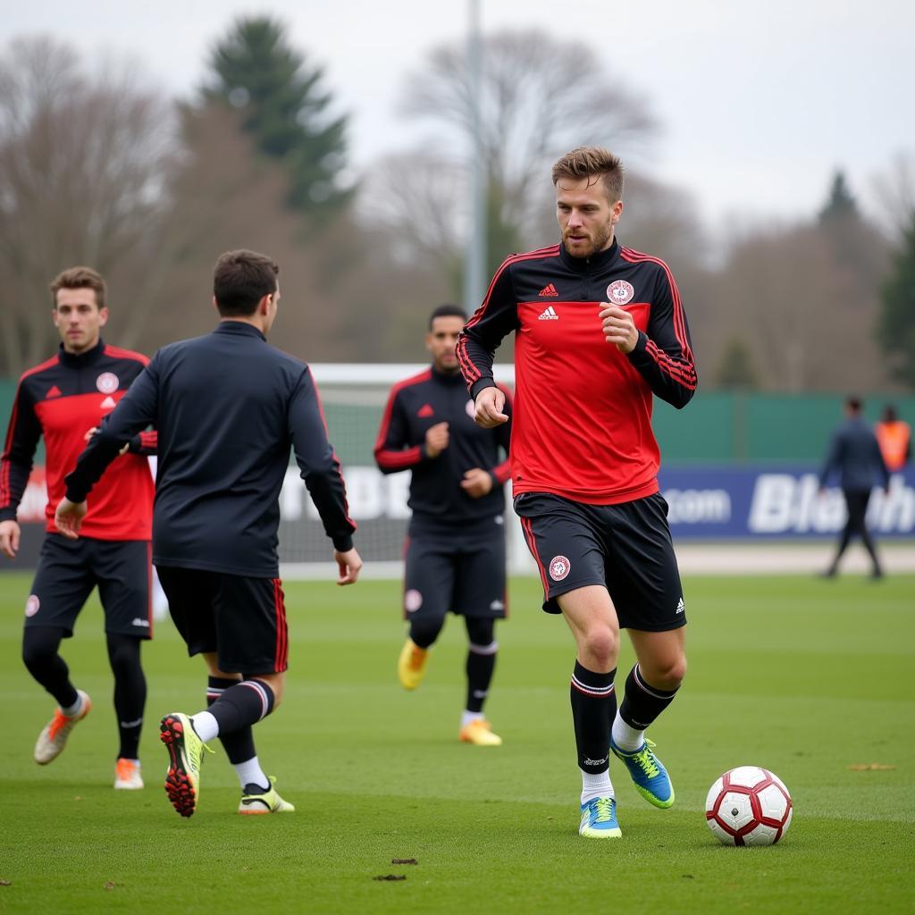 Bayer Leverkusen trainiert für den DFB-Pokal.