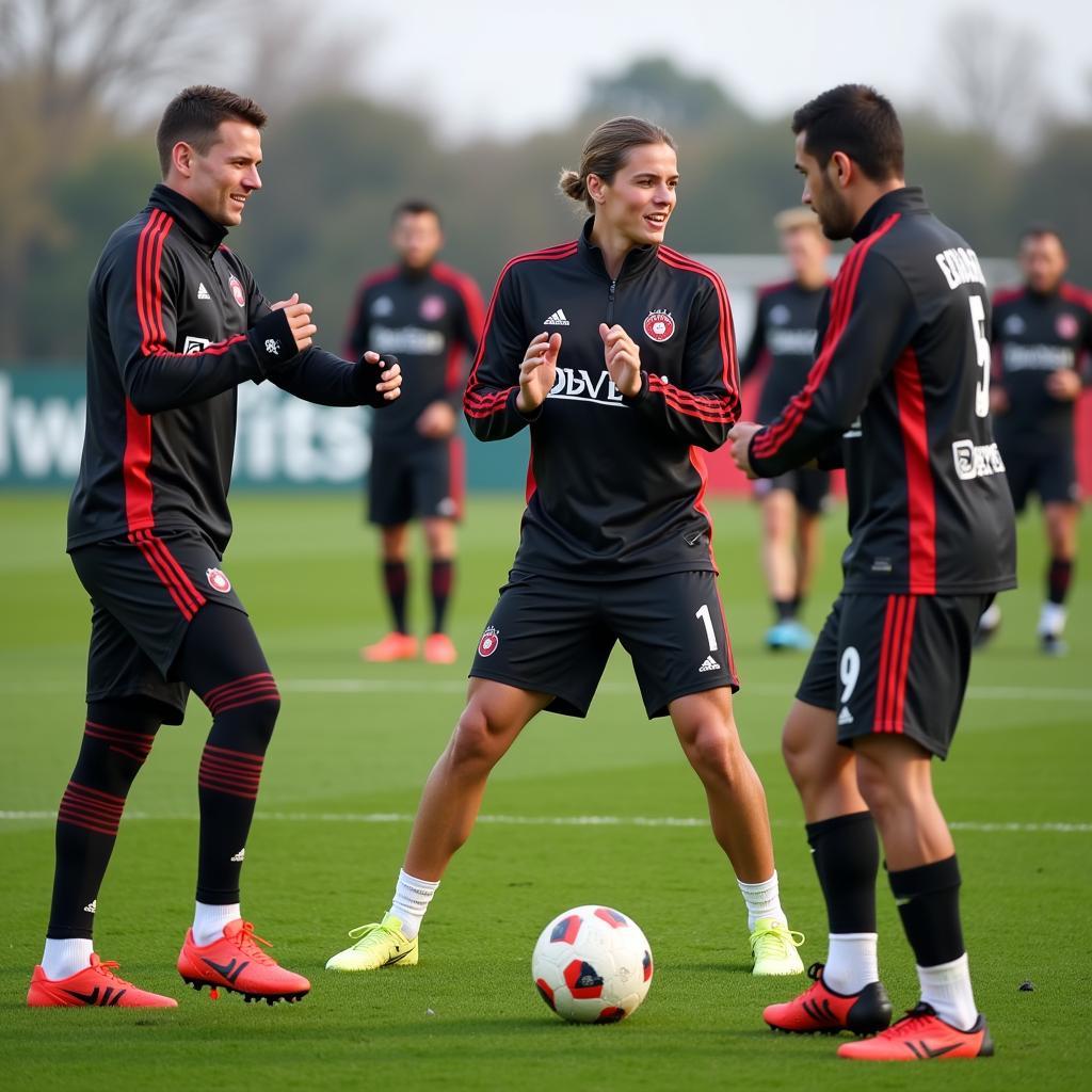 Bayer Leverkusen Double Training: Spieler trainieren intensiv für die kommende Saison.