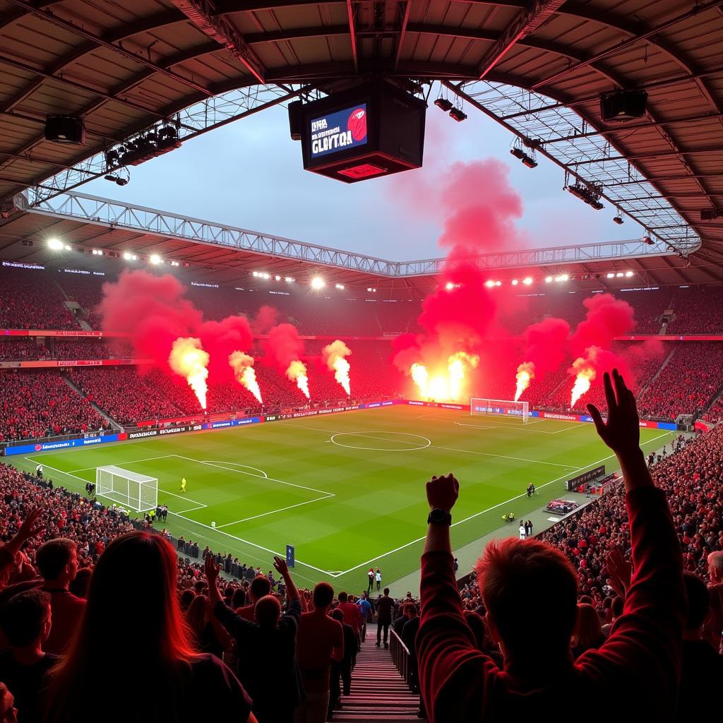 Die Fans von Bayer Leverkusen erzeugen eine fantastische Stimmung in der BayArena.