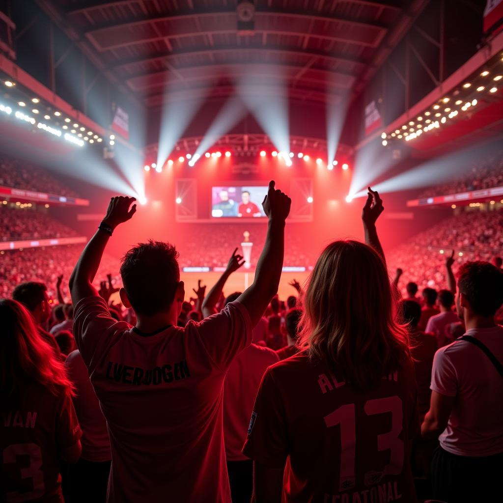 Bayer Leverkusen Fans feiern in der Champions League