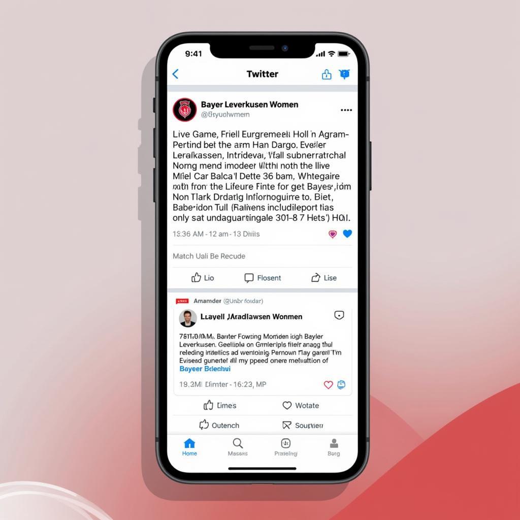 Bayer Leverkusen Frauen Twitter News: Ein Smartphone zeigt den Twitter-Feed der Bayer Leverkusen Frauen mit aktuellen News und Spielupdates.