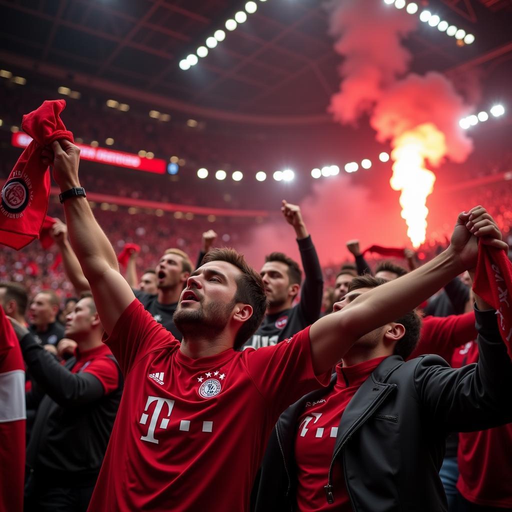 Bayer Leverkusen Fans singen die Hymne