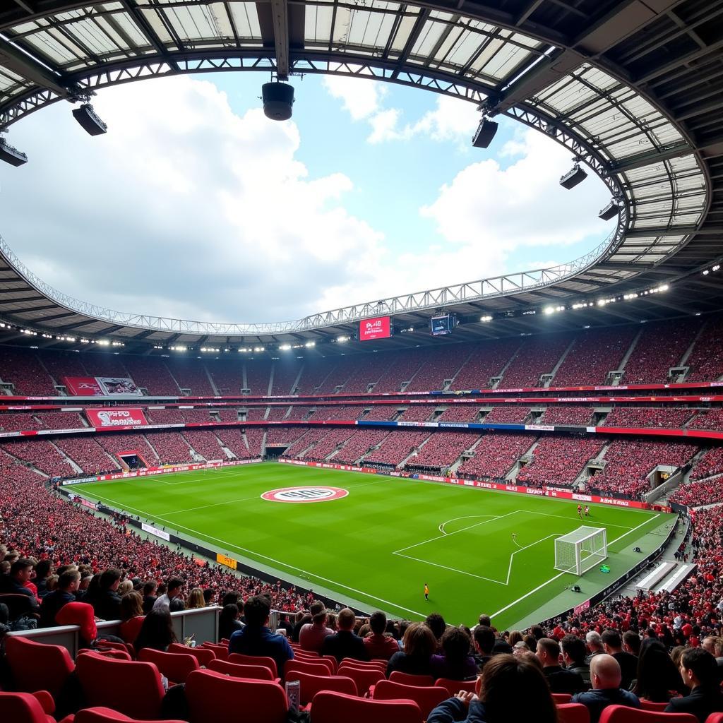 Die BayArena, Heimstadion von Bayer 04 Leverkusen.