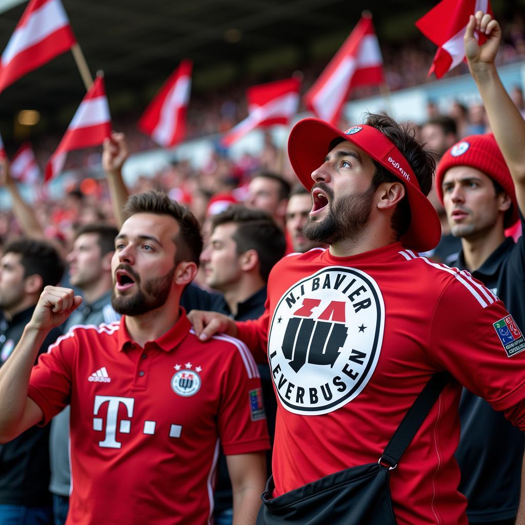 Fans von Bayer Leverkusen und Utrecht: Leidenschaftliche Unterstützung für ihre Teams.