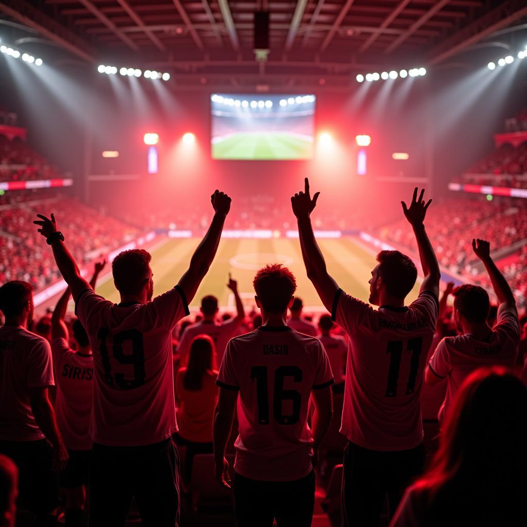 Die Fans von Bayer 04 Leverkusen im Stadion.