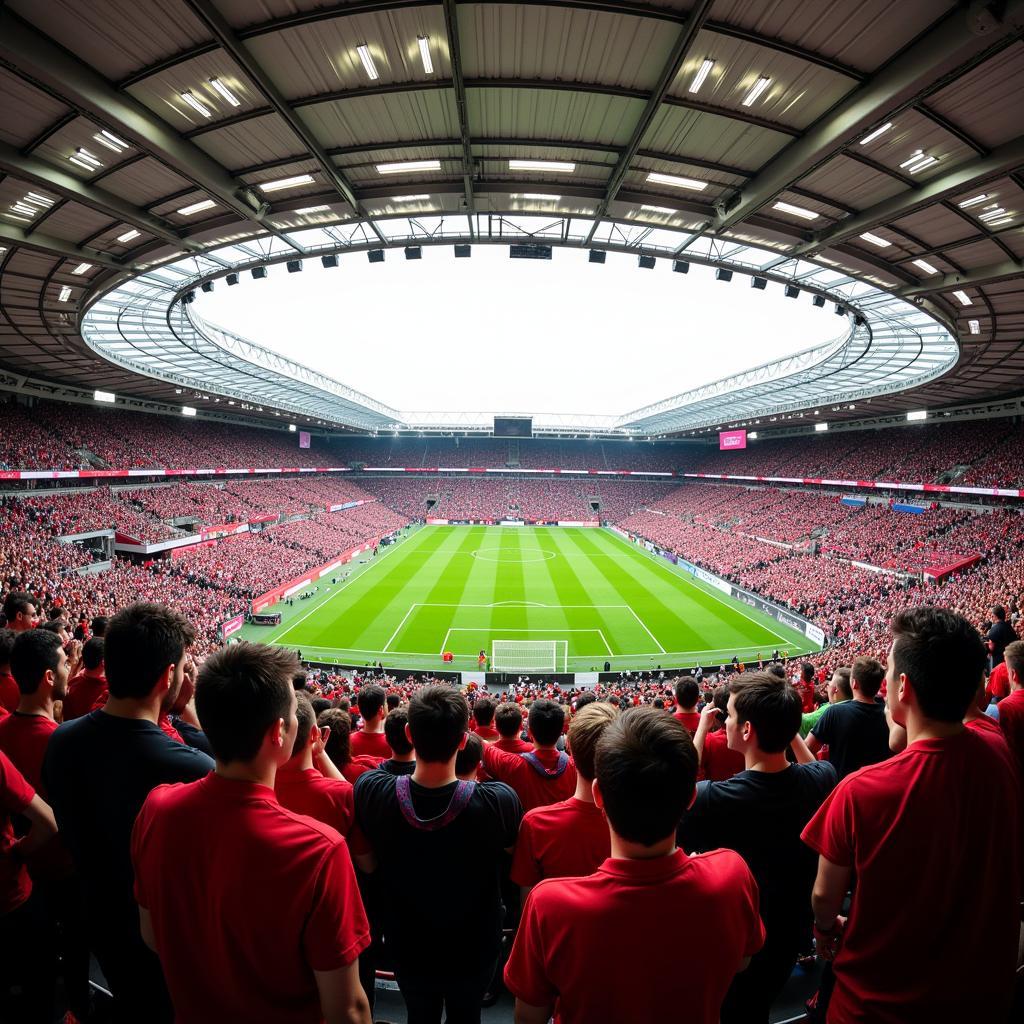 Fans von Bayer Leverkusen in der Allianz Arena