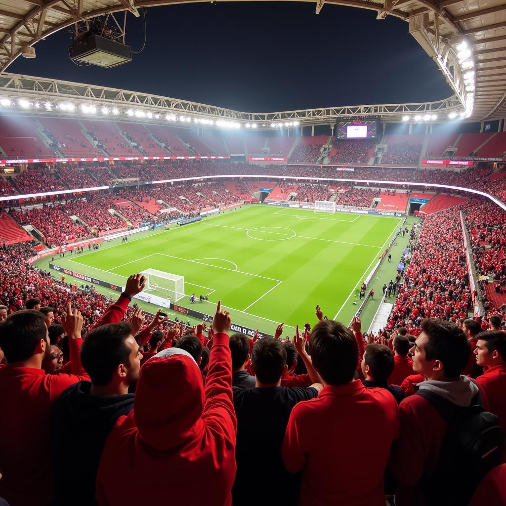 Fans von Bayer 04 Leverkusen im Stadion