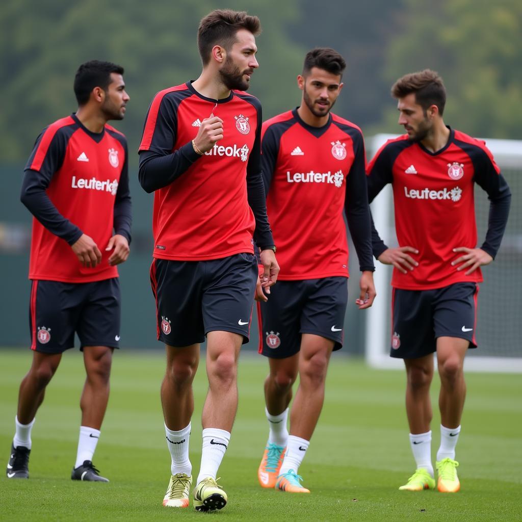 Spieler von Bayer 04 Leverkusen im Training