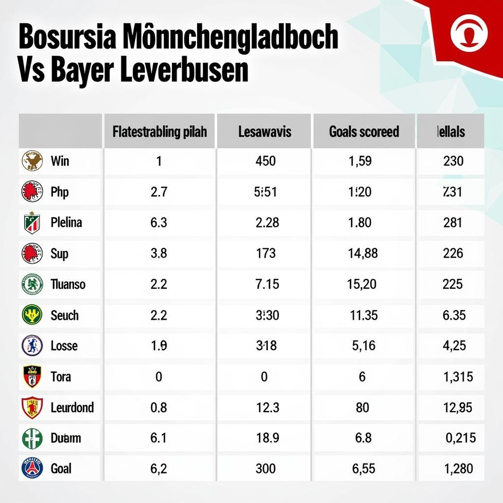 Statistischer Vergleich zwischen Borussia Mönchengladbach und Bayer Leverkusen