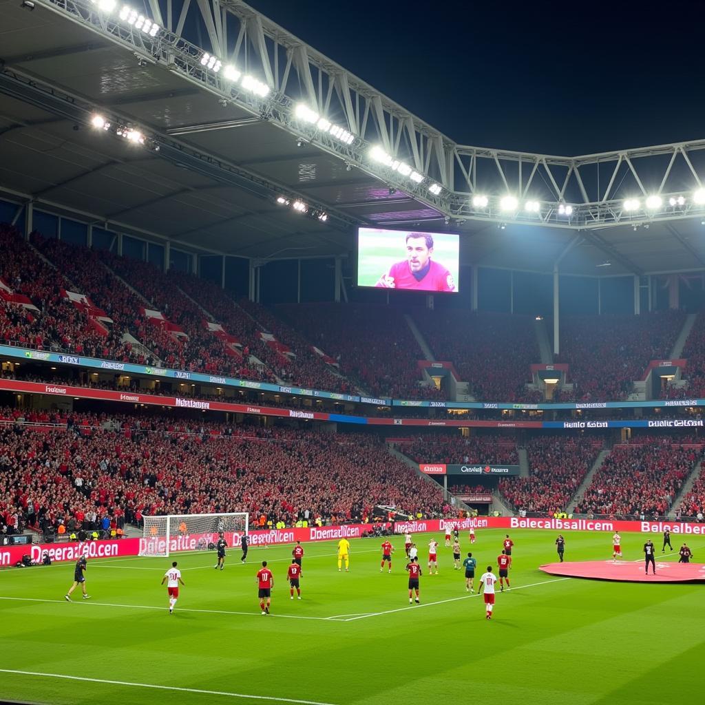 Die Blütezeit von California Leverkusen: Ein Foto das die Spieler und Fans in der BayArena während eines wichtigen Spiels zeigt.