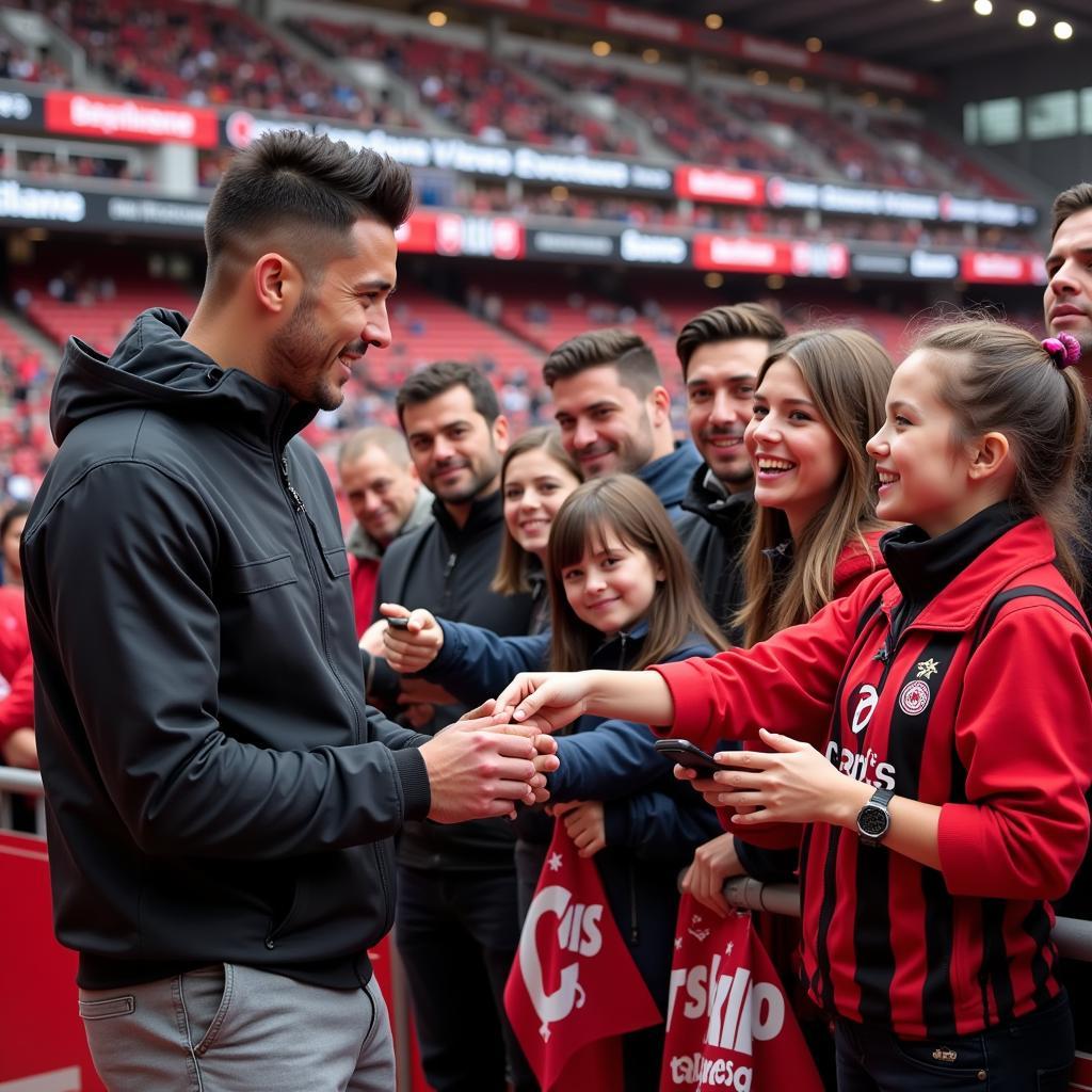 Charles Aránguiz und die Fans in der BayArena