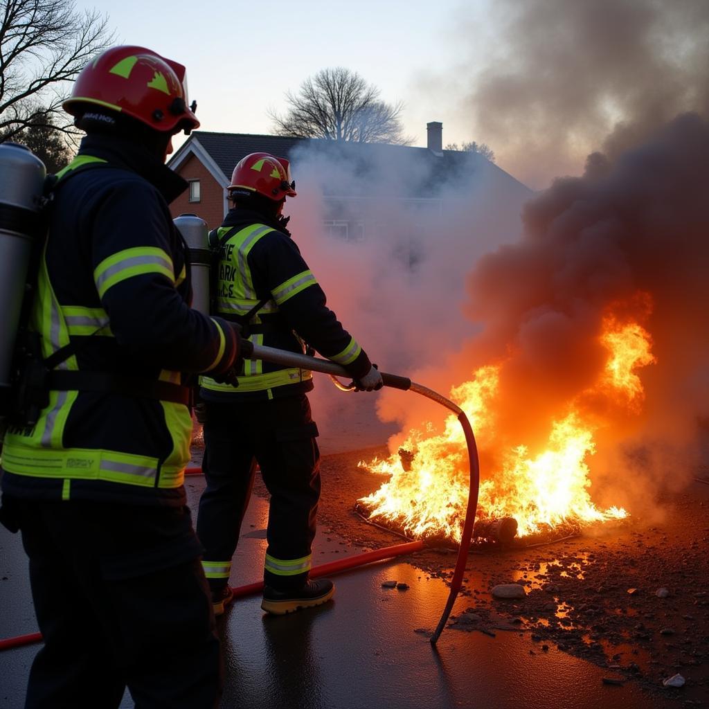 Übung der Werkfeuerwehr im Chempark Leverkusen