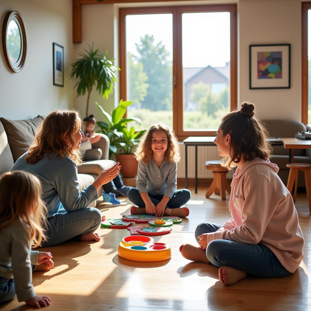 Familien verbringen Zeit miteinander im Kinderparadies Leverkusen