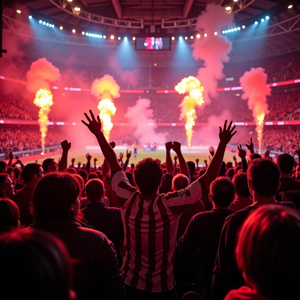 Fans von Atletico und Leverkusen im Stadion