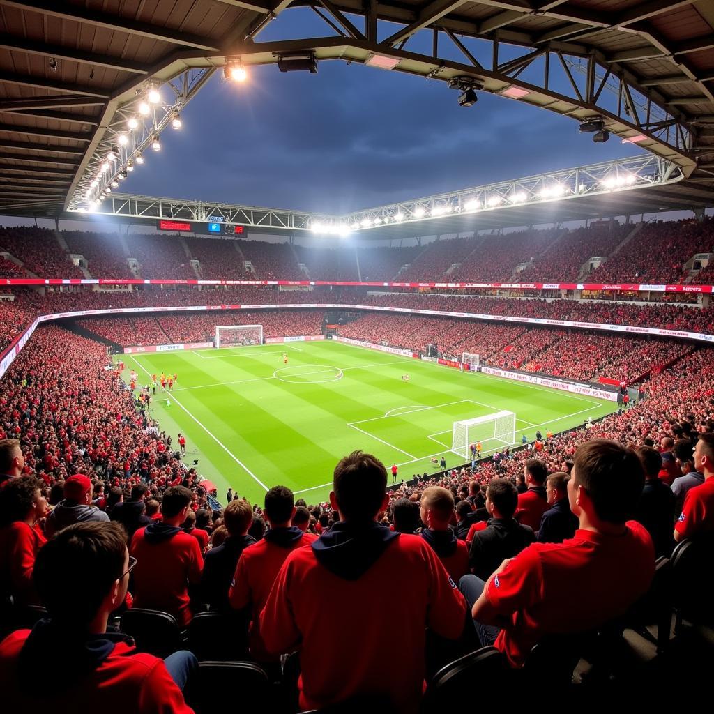 Fans in der BayArena beim Leverkusen Spiel