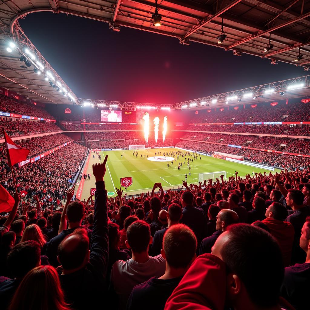 Fans von Bayer Leverkusen im Stadion