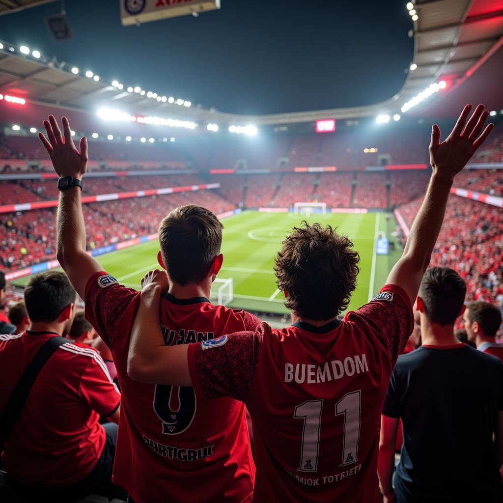 Fans beim Leverkusen gegen Bayern Spiel