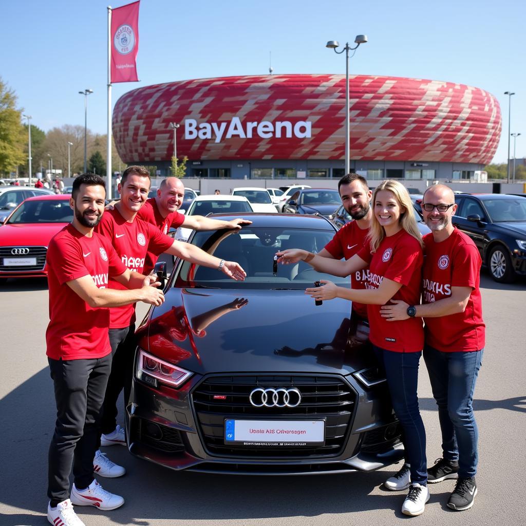 Fans von Bayer 04 Leverkusen gewinnen eine Testfahrt mit einem Audi.