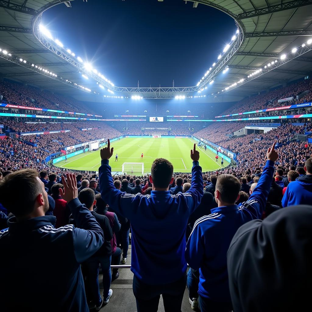 Fans im Stadion in Bergamo feuern ihre Mannschaft an