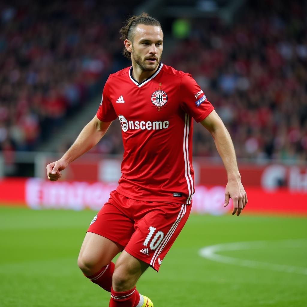 Florian Wirtz im Trikot von Bayer 04 Leverkusen während eines Spiels in der BayArena.