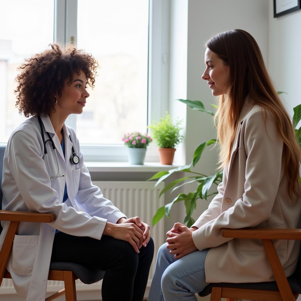 Ärztin berät Patientin in Leverkusen Wiesdorf