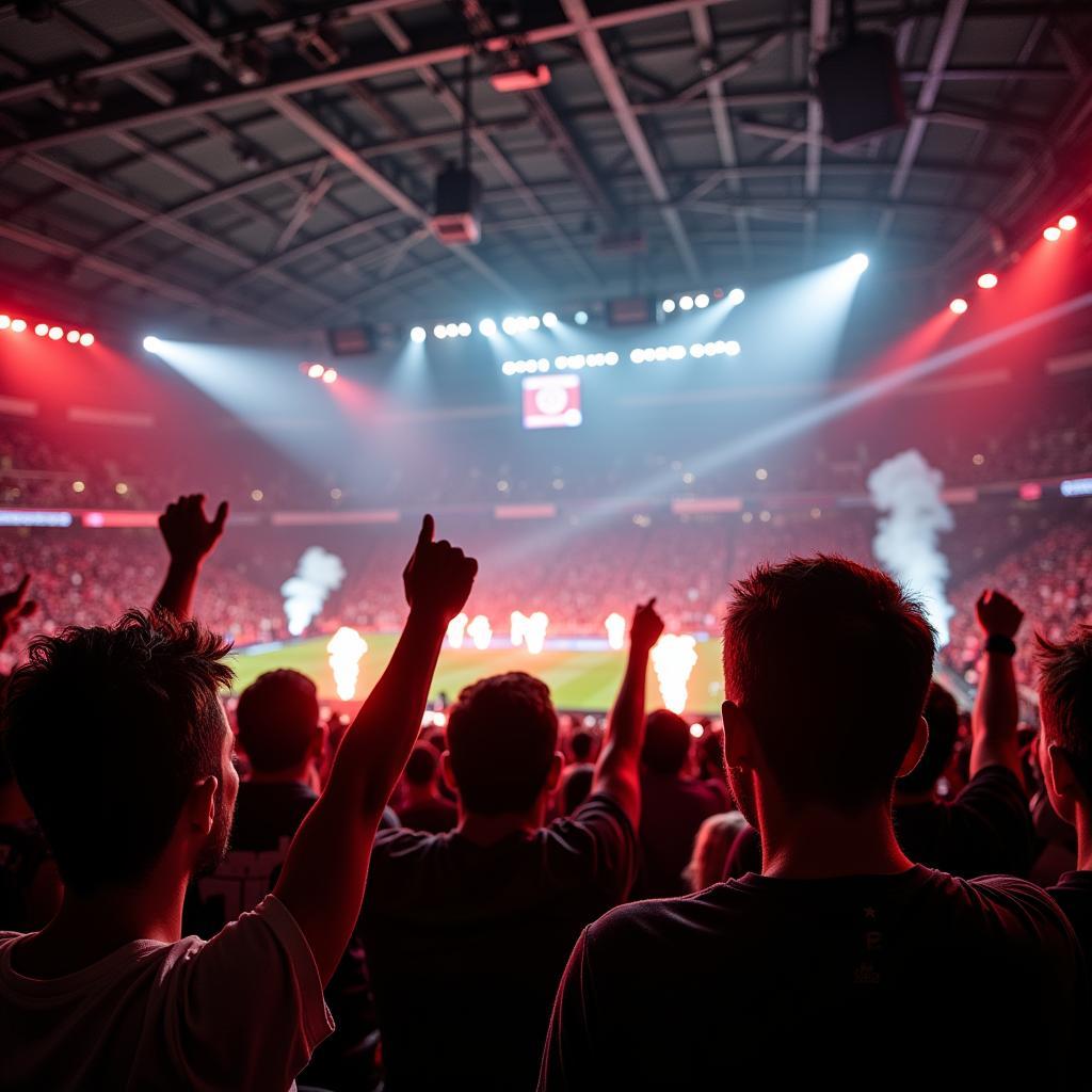 Fußballfans in der BayArena Leverkusen