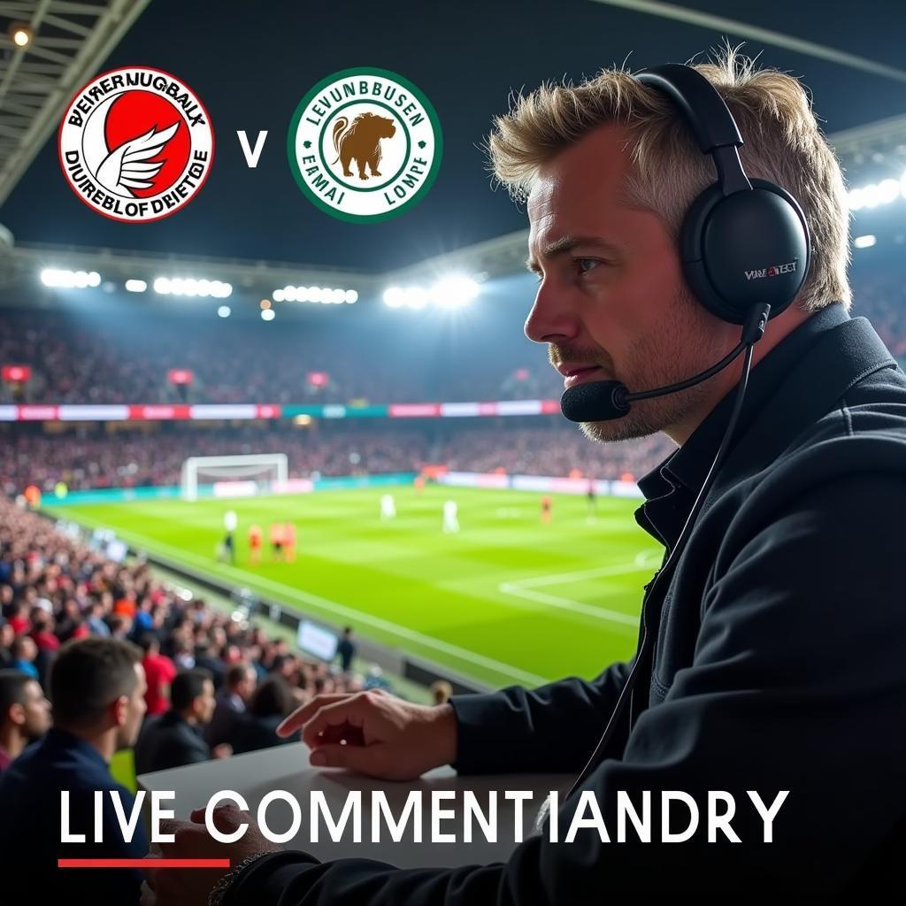 Fußball Kommentator bei der Live-Reportage