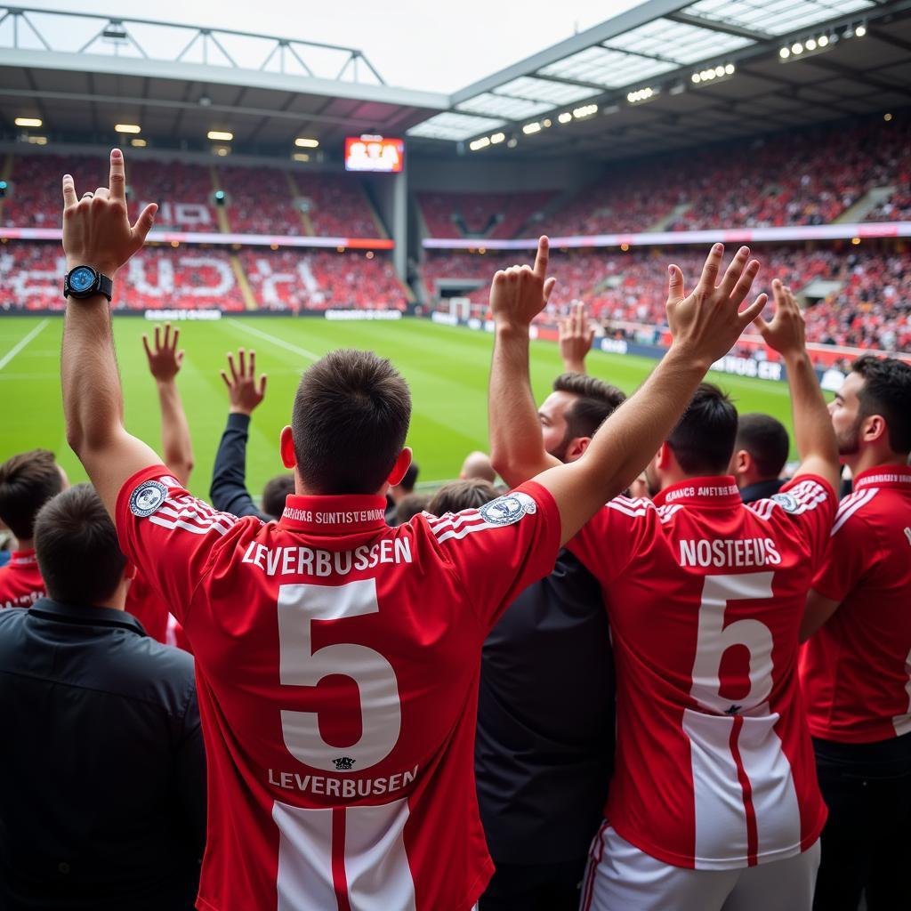 Fußballfans in Leverkusen