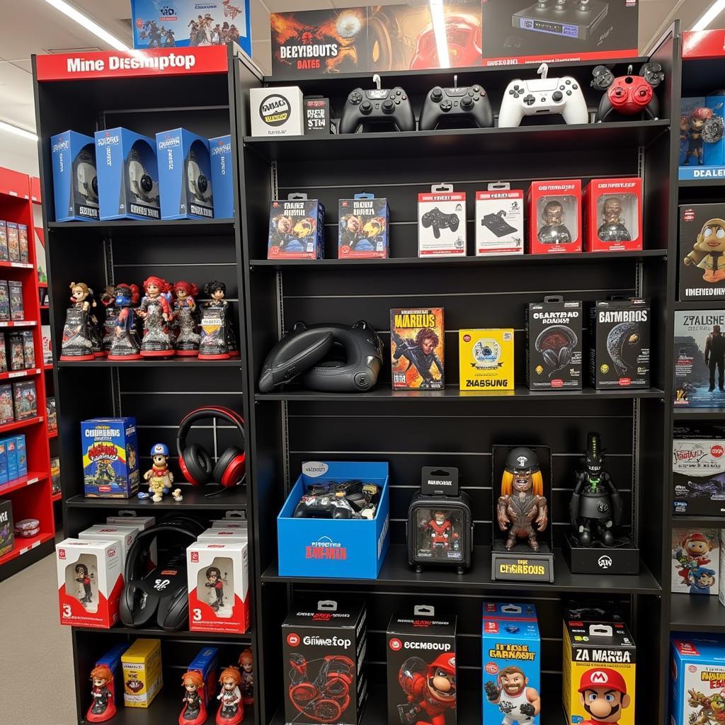 Gaming-Zubehör wie Controller, Headsets und Merchandise-Artikel bei Gamestop Leverkusen.