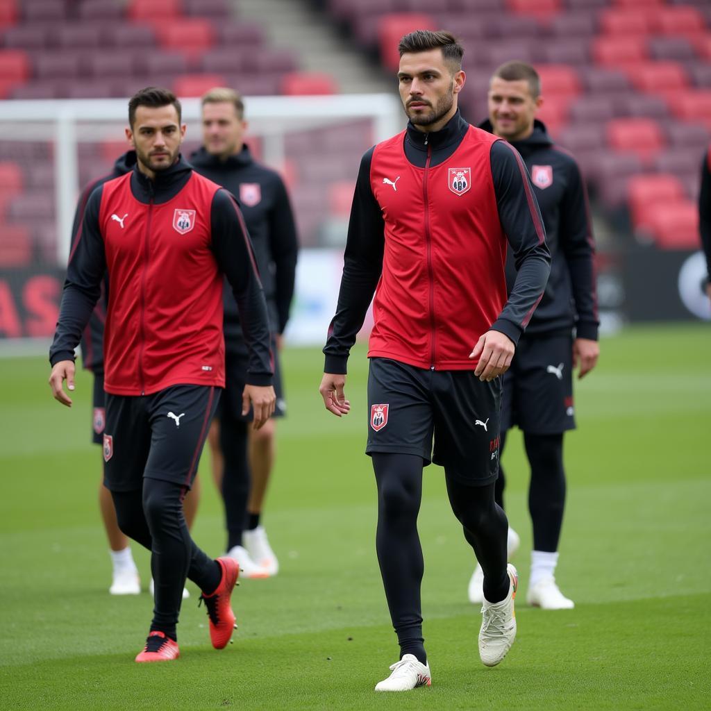 Granit Xhaka trainiert mit seinen neuen Teamkollegen bei Bayer Leverkusen.