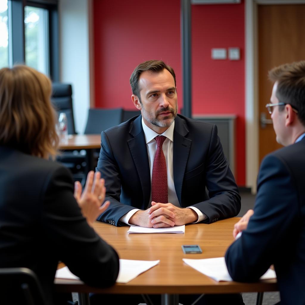 Vereinspräsident von Bayer 04 Leverkusen in einem Meeting