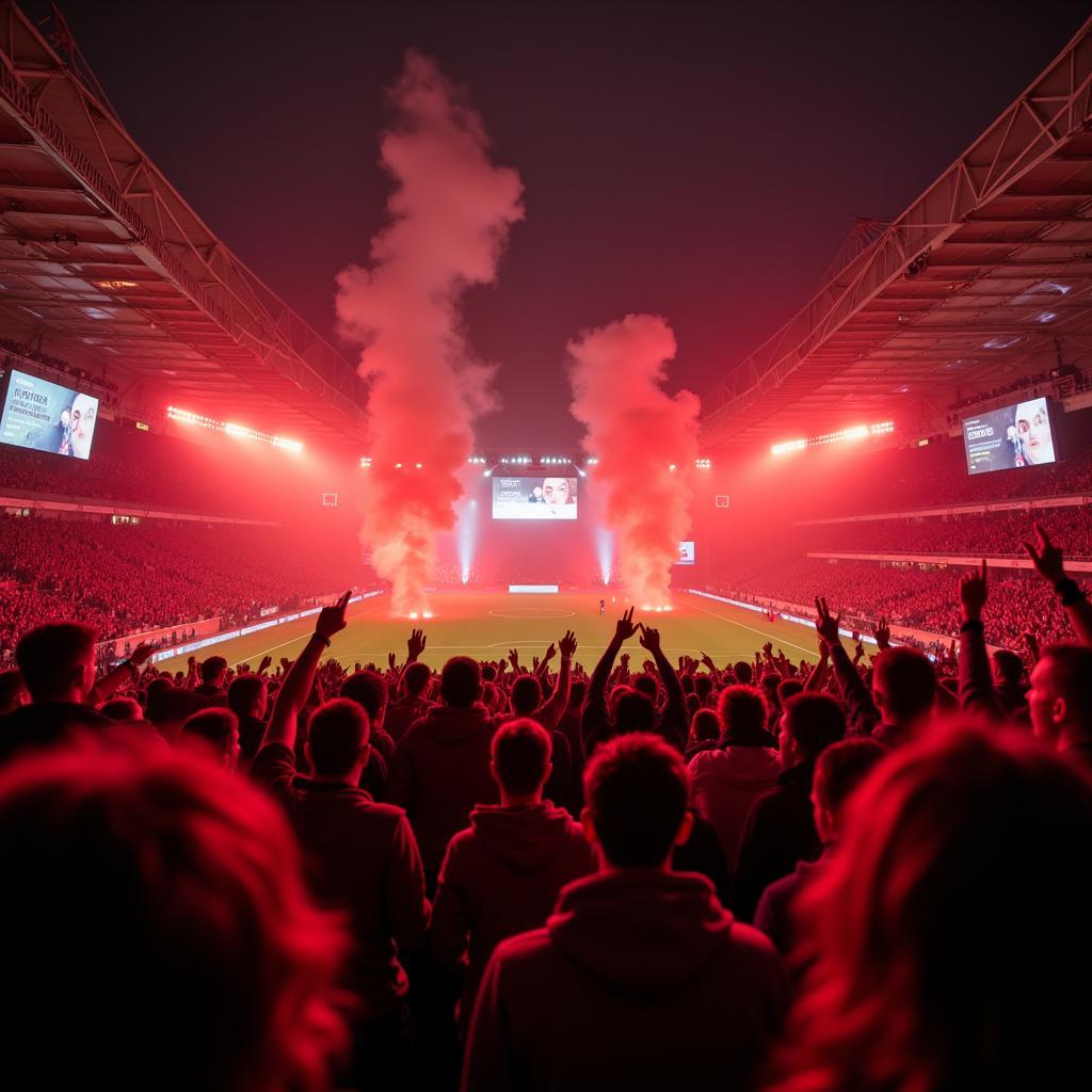 Fans im Stadion beim Heute Leverkusen Spiel