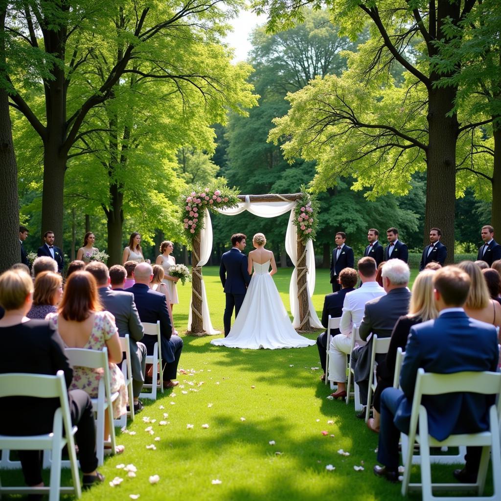 Eine romantische Hochzeit im Grünen in einem Leverkusener Park.