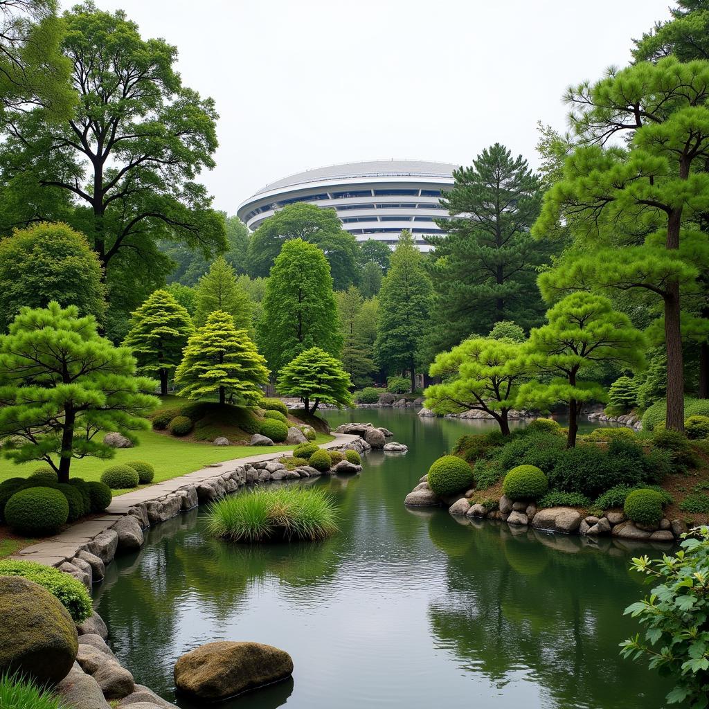 Der Japanische Garten in Leverkusen in der Nähe der BayArena.