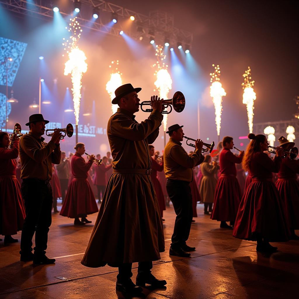 Musikkapelle spielt beim Karneval im Forum Leverkusen.