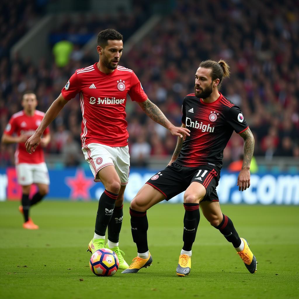 Spielszene im Aviva Stadium mit Leverkusen Beteiligung