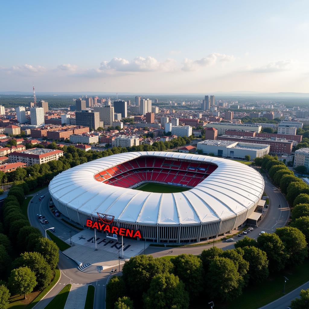 Leverkusen BayArena und Stadtansicht