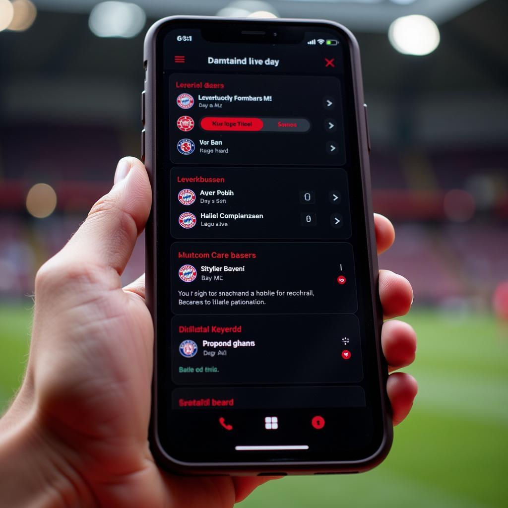 Leverkusen vs Bayern Live Ticker auf dem Smartphone