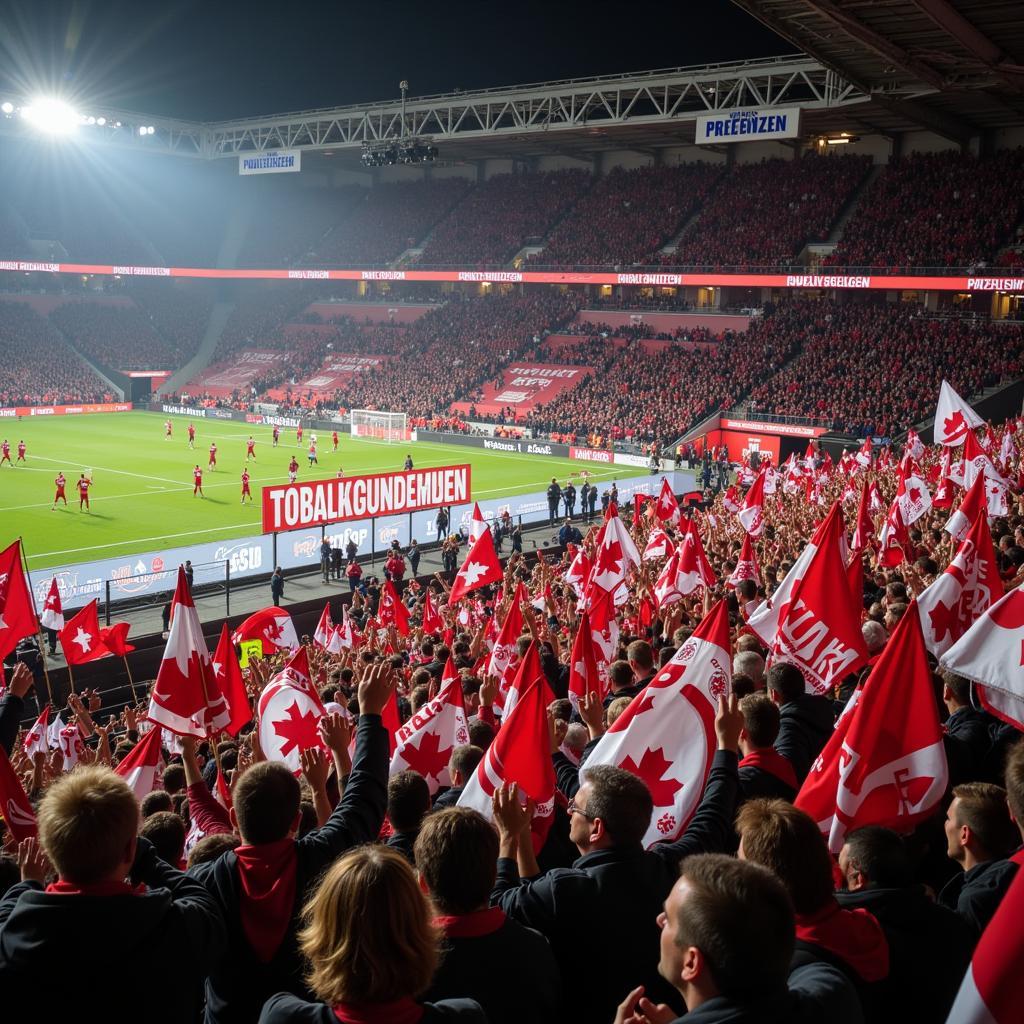 Fans von Leverkusen und Düsseldorf zeigen ihre Rivalität