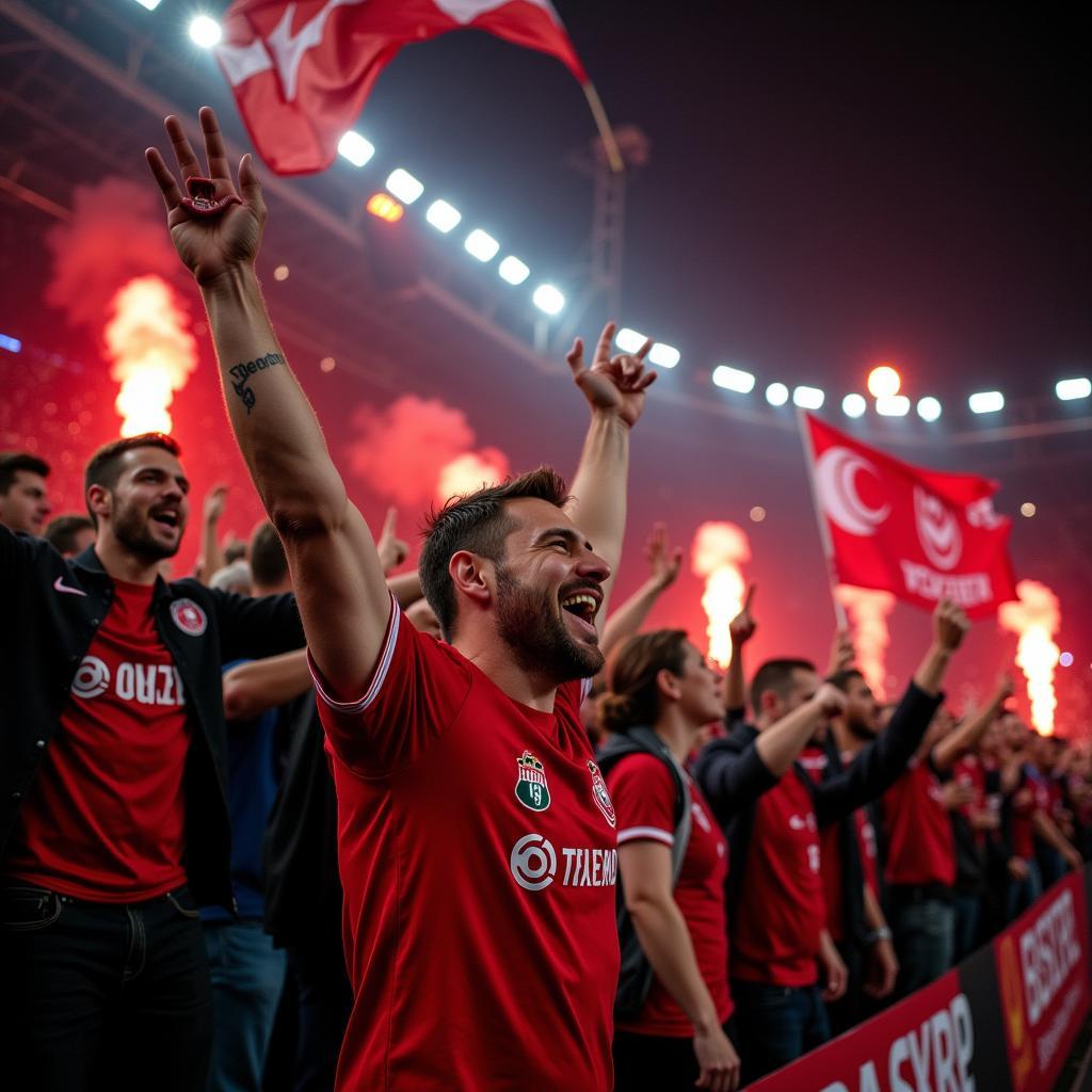 Leverkusen Euroleague Fans feiern ein Tor