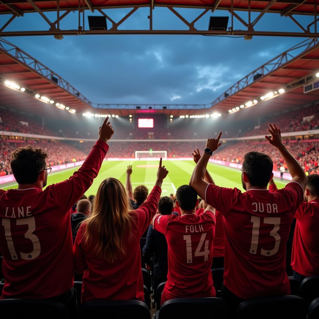 Bayer 04 Leverkusen Fans im Stadion beim Anfeuern