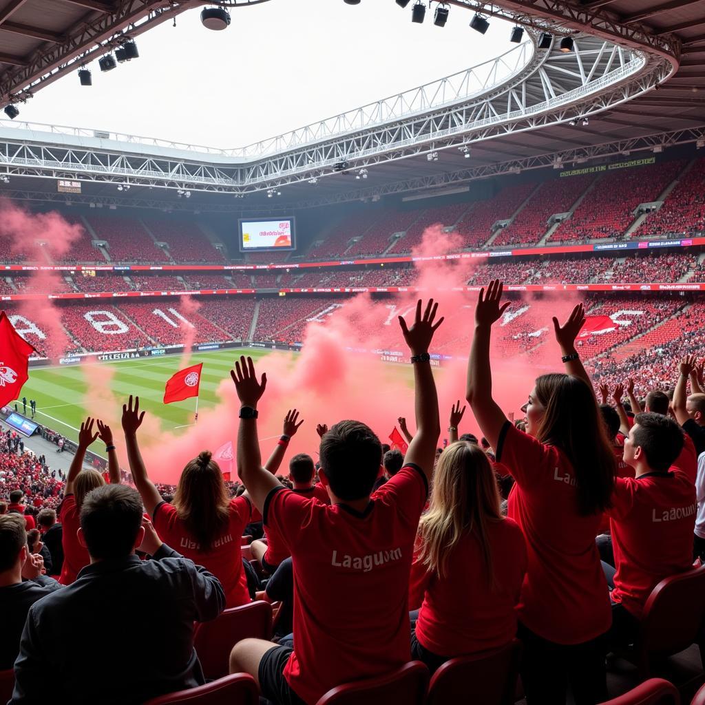 Leverkusen Fans im Wanda Metropolitano