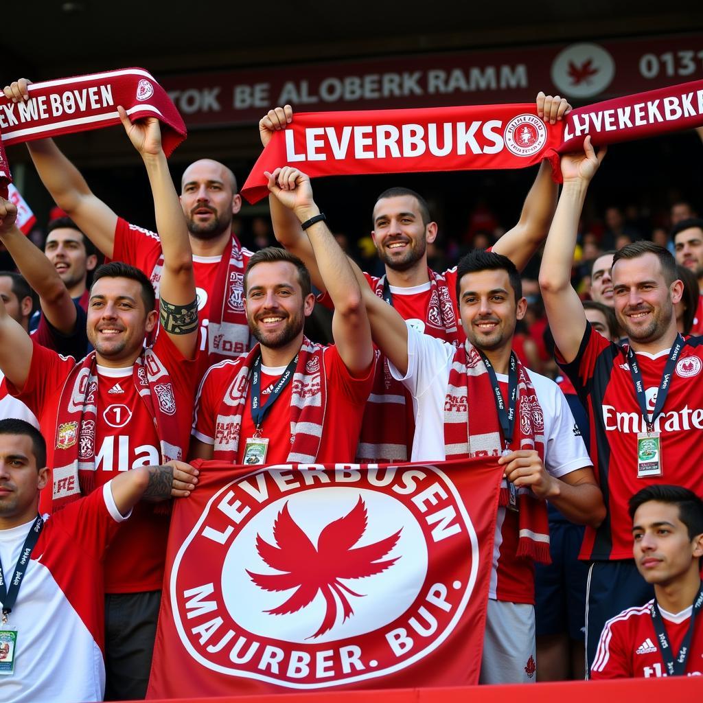 Leverkusen Fans mit dem Logo