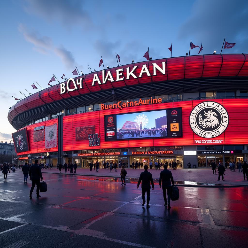 Leverkusen Stadion vor dem Hinspiel gegen Qarabag