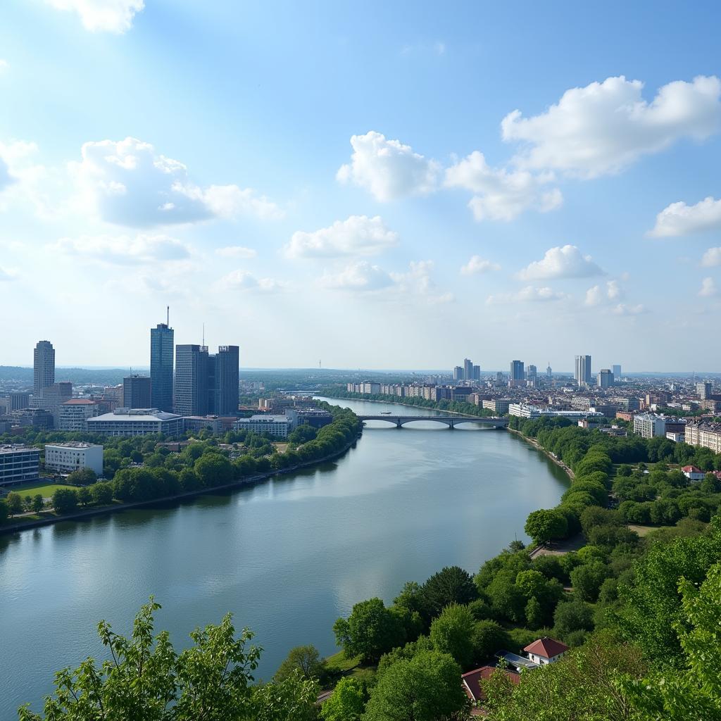 Panoramablick auf Leverkusen am Rhein