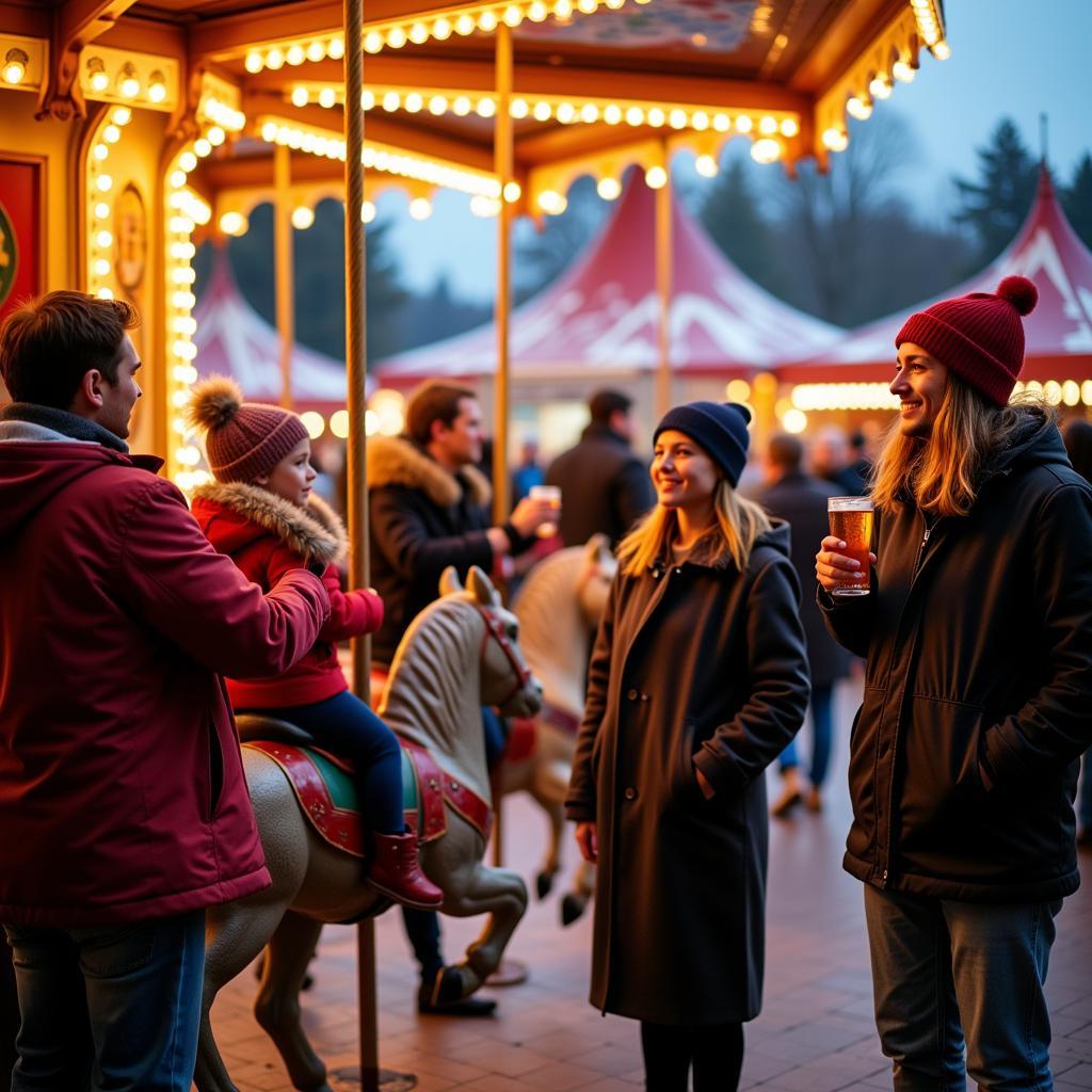 Familien genießen den Leverkusen Weihnachtsmarkt