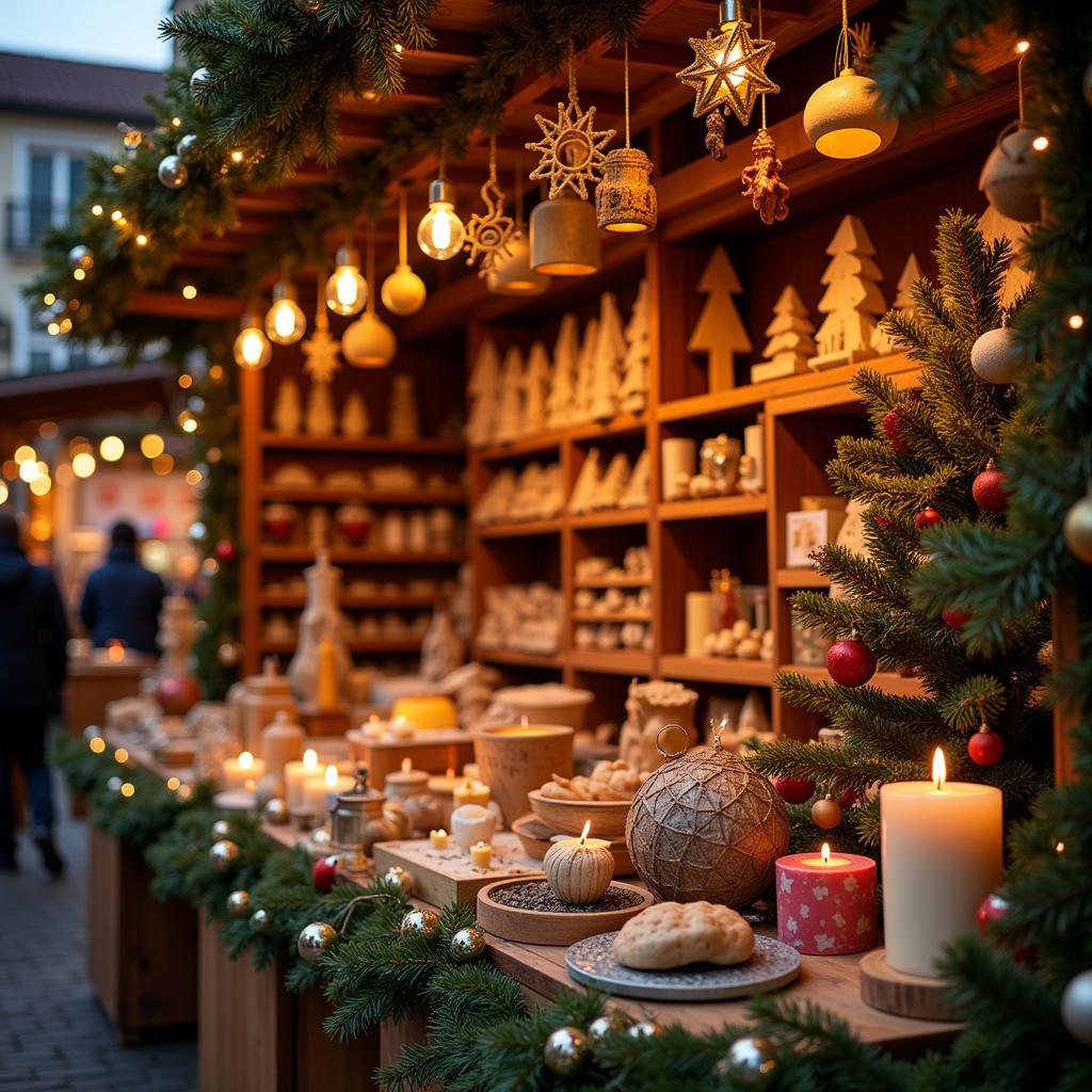 Traditionelle Weihnachtsdekorationen auf dem Leverkusen Weihnachtsmarkt