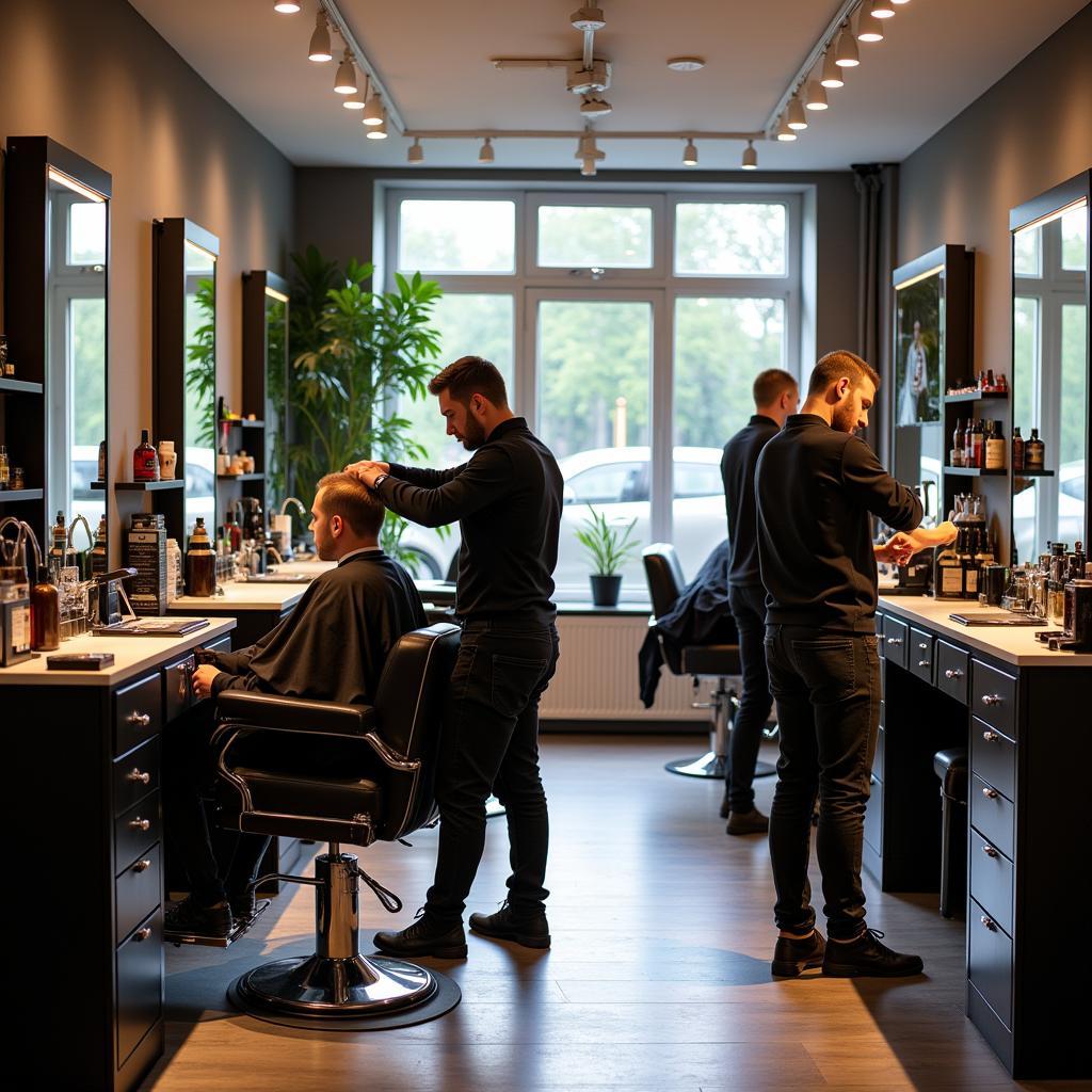 Moderner Barber Shop in Leverkusen mit stylischem Ambiente und erfahrenen Friseuren.