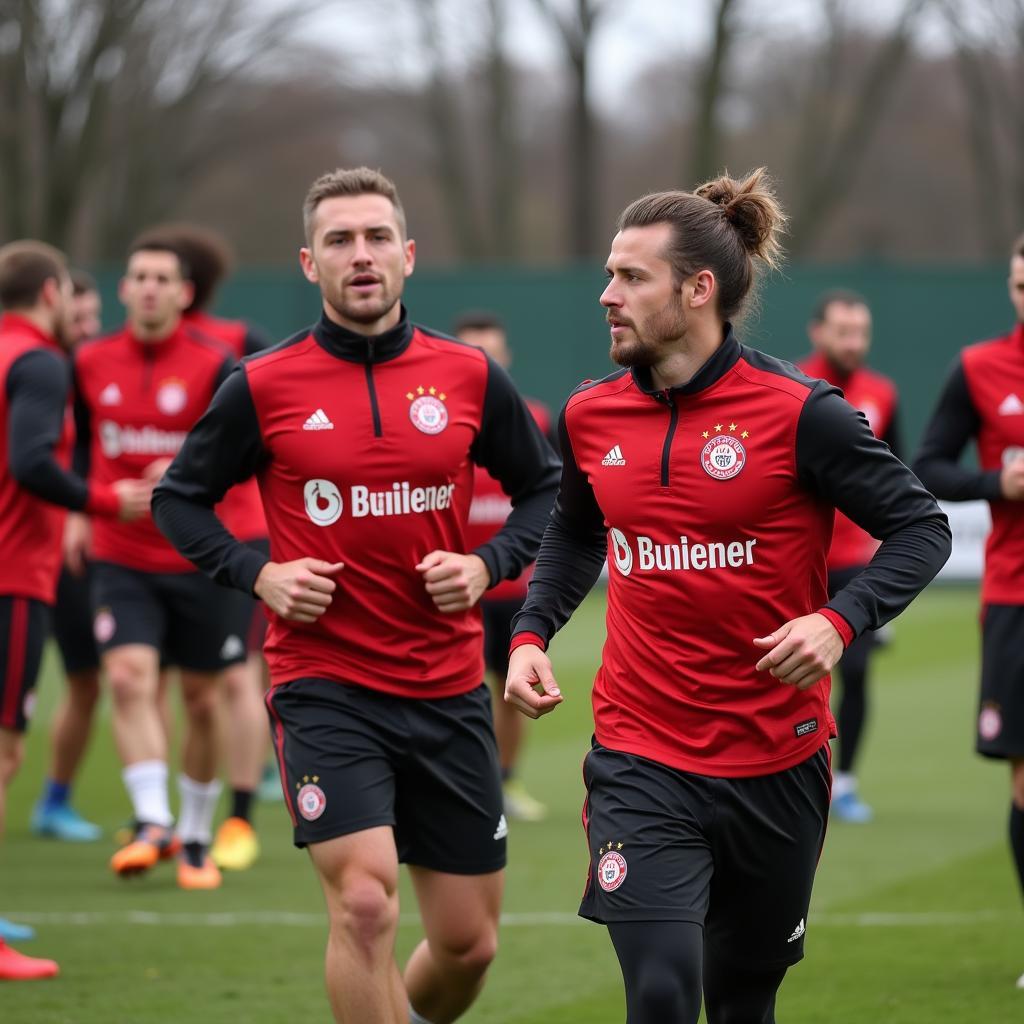 Bayer Leverkusen Spieler beim Training