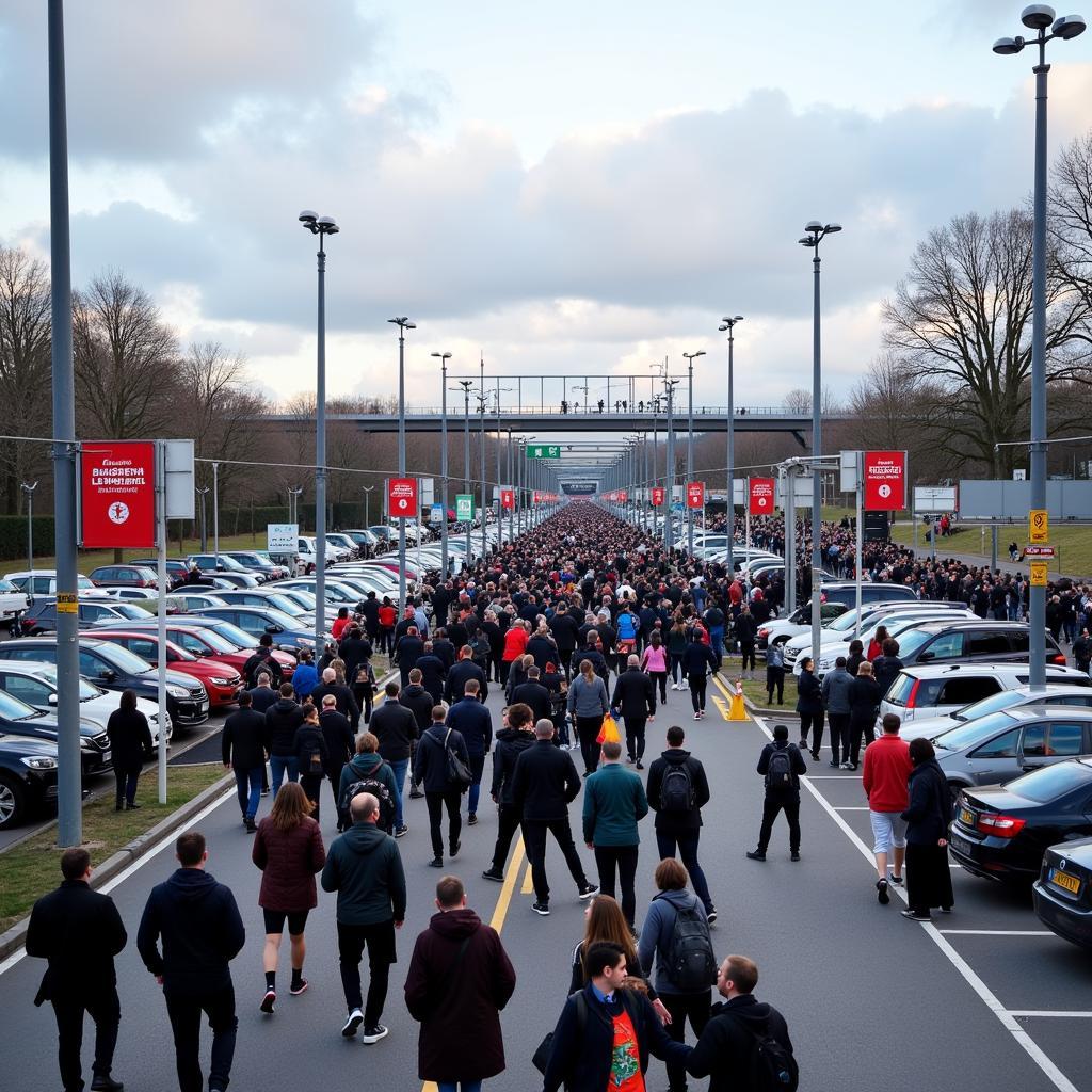 Parken am Bahnhof Leverkusen Mitte an einem Spieltag